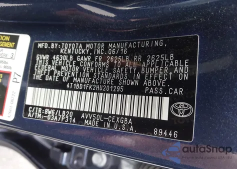 2017 Toyota Camry Hybrid Xle from USA, damaged, VIN 4T1BD1FK2HU201295